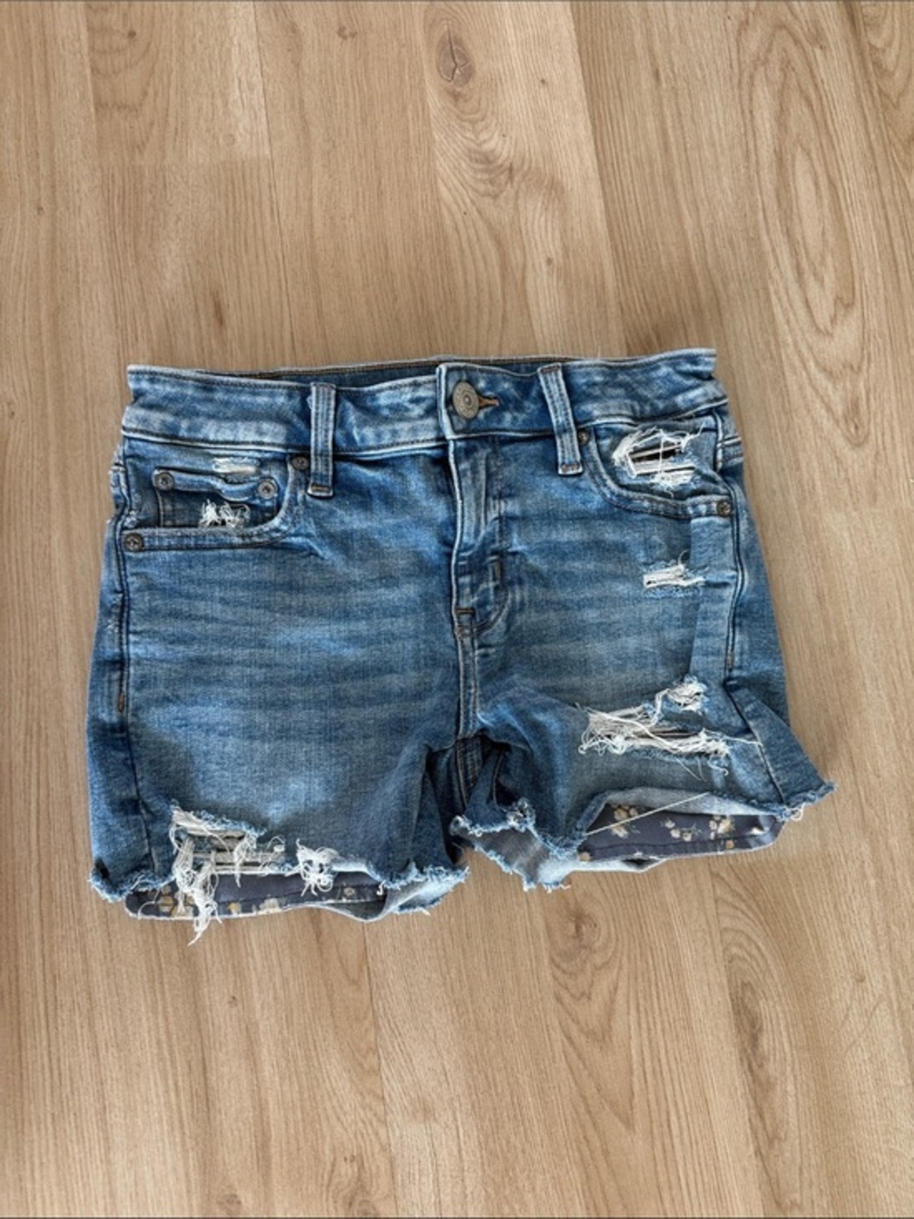 American Eagle Outfitters Distressed Blue Denim Shorts